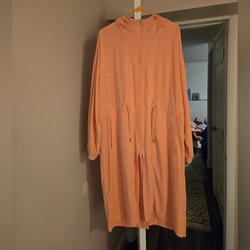 Rae Mode Peach Hooded Long Jacket